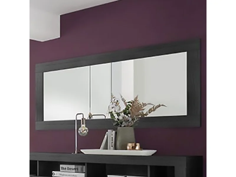 Specchiera moderna rettangolare effetto legno cornice 170x75 SL6 nero frassinato