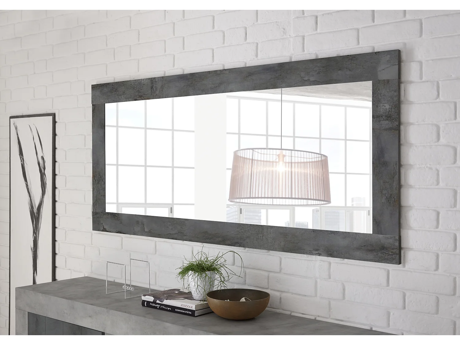 Specchiera moderna rettangolare con cornice 170x75 SL7 ossido