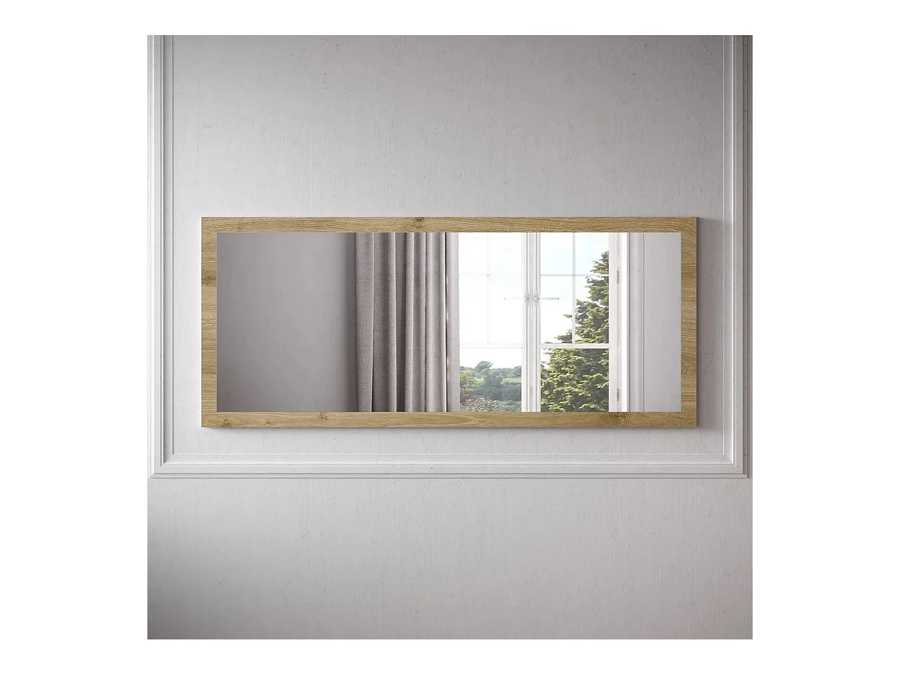 Specchiera moderna 160x68 cm con cornice rovere chiaro SL8