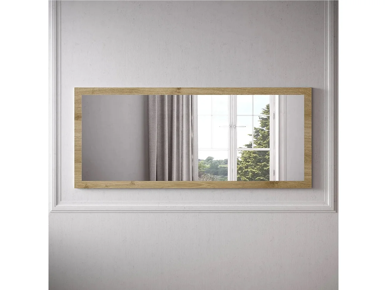 Specchiera moderna 160x68 cm con cornice rovere chiaro SL8