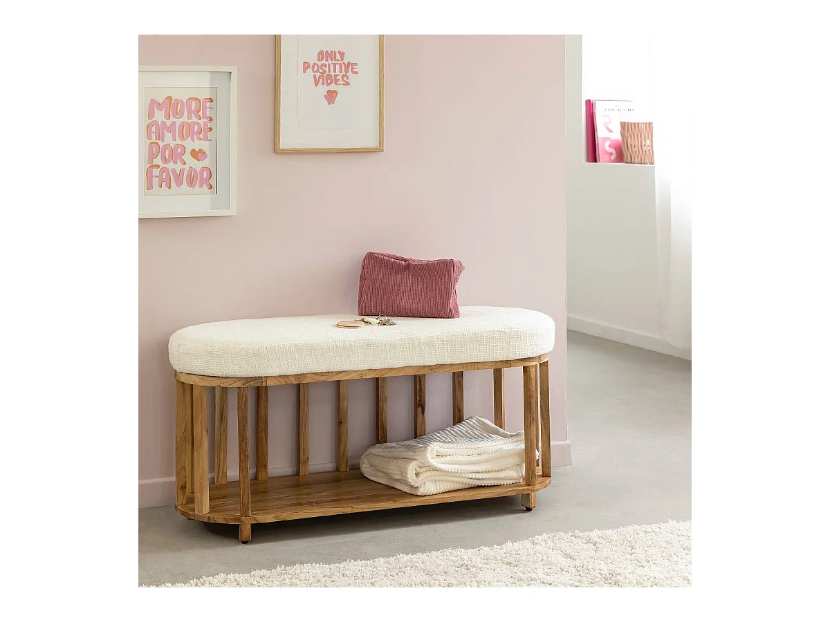 Banc en bois d'acacia et tissu Orane