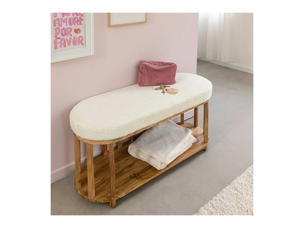 Banc en bois d'acacia et tissu Orane