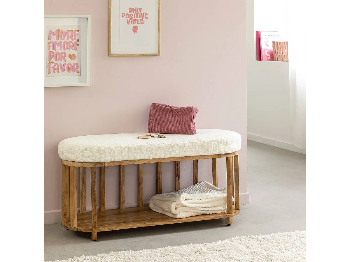 Banc en bois d'acacia et tissu Orane