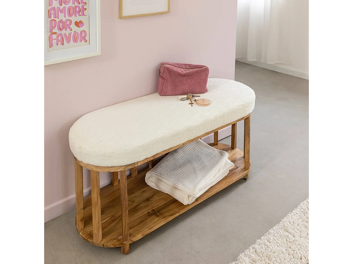 Banc en bois d'acacia et tissu Orane