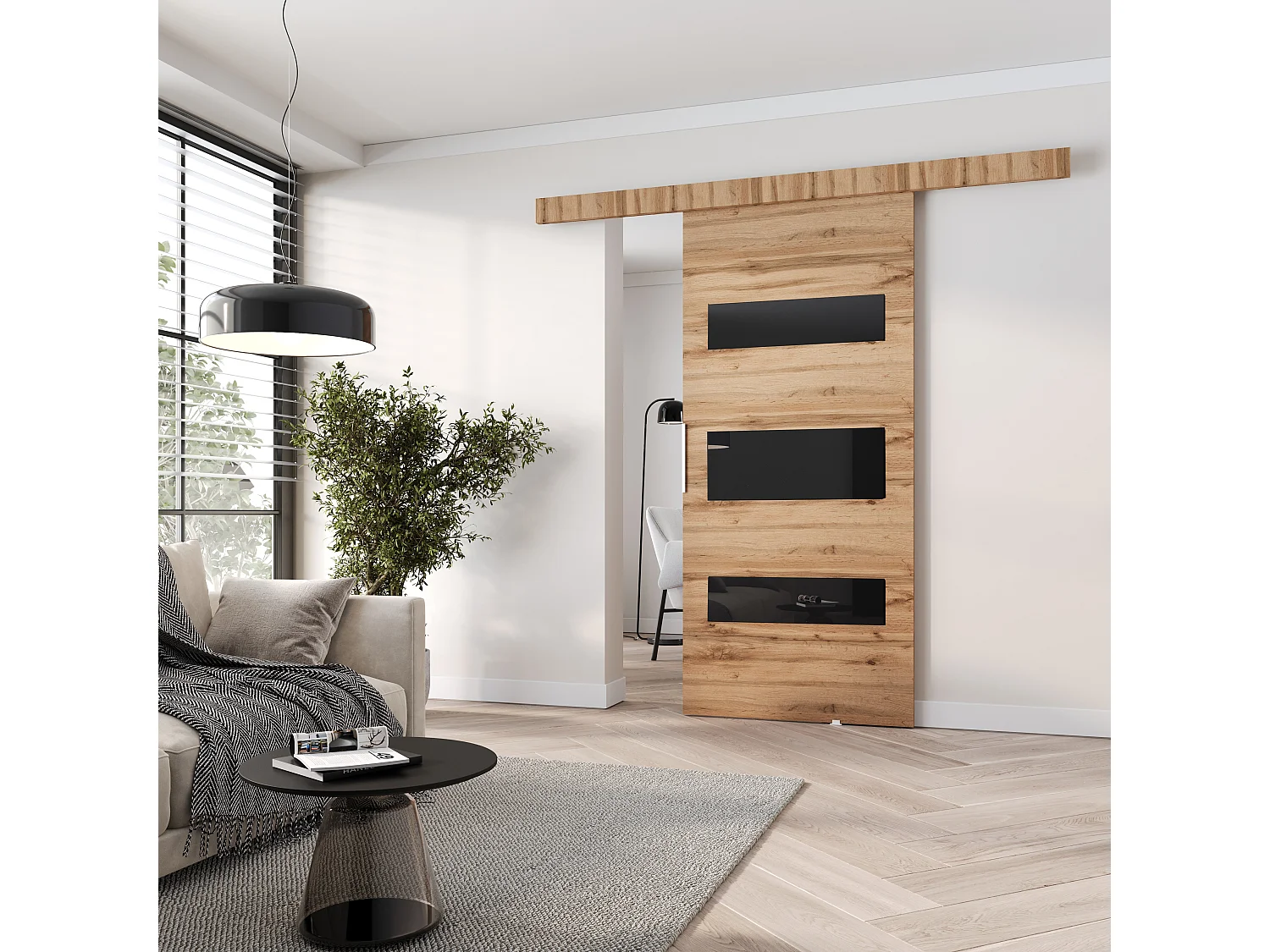 MINIO go for it, porte coulissante CLEAN D 86 cm portes de chambre | Chêne Wotan