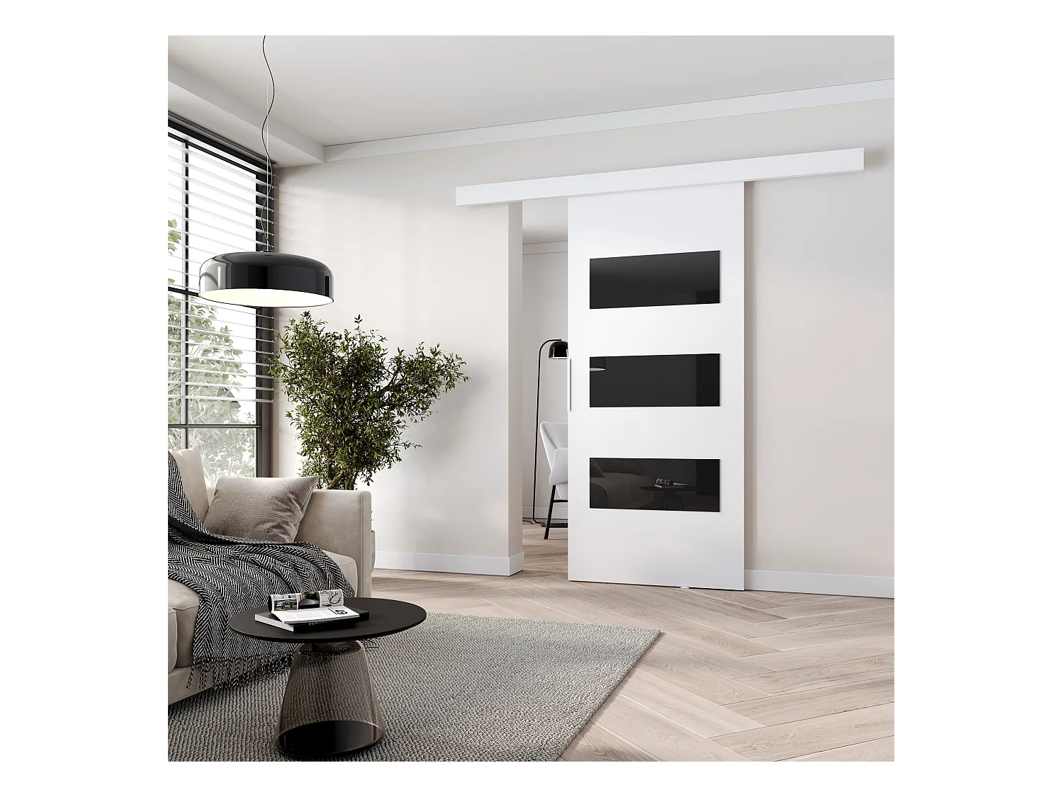 MINIO go for it, Drzwi przesuwne wewnętrzne CLEAN E 106 cm  w kolorze białym