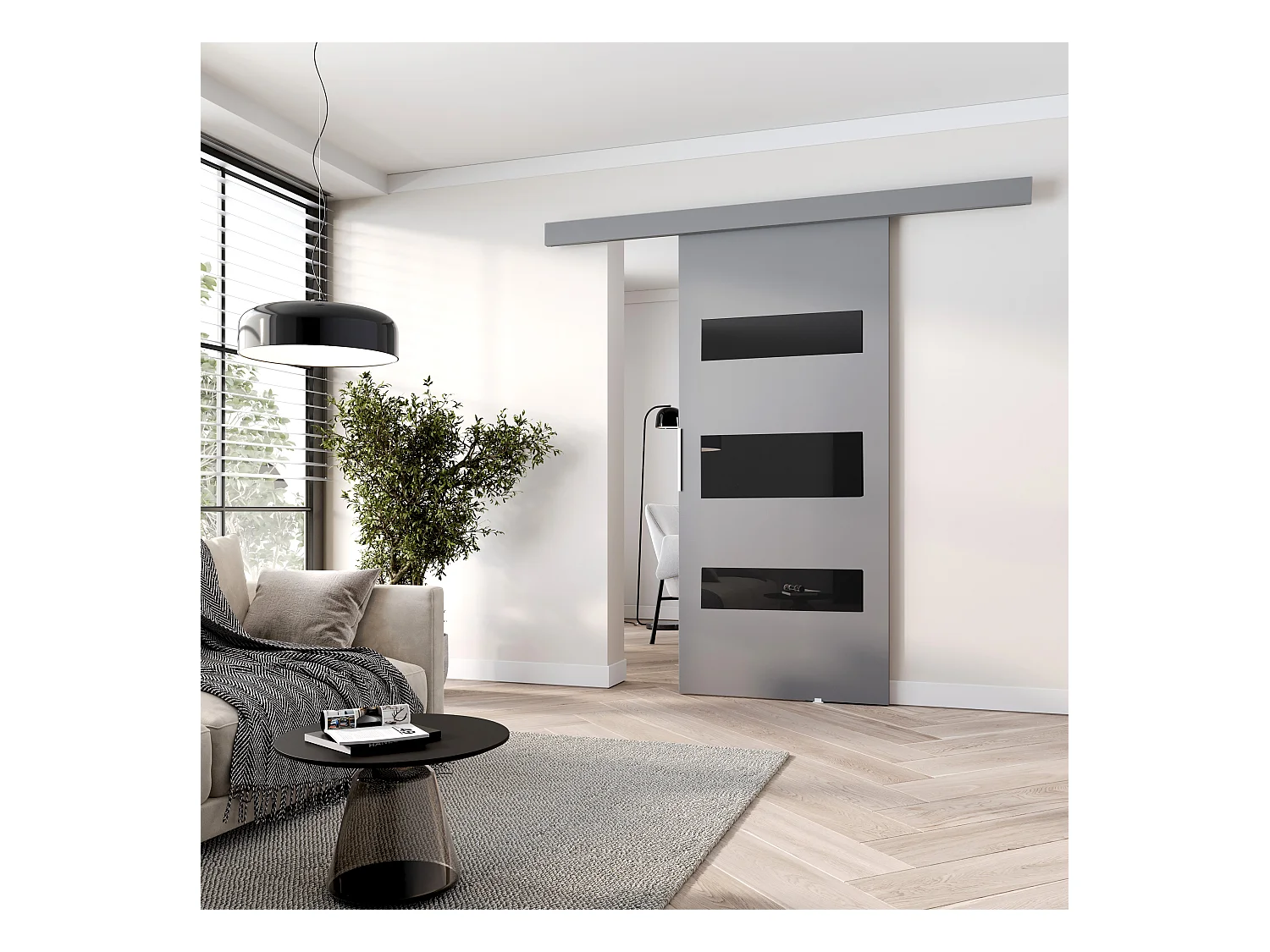 MINIO go for it, porte coulissante CLEAN D 86 cm portes de chambre | Gris