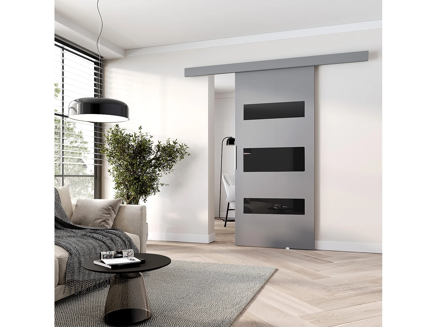 MINIO go for it, porte coulissante CLEAN D 86 cm portes de chambre | Gris