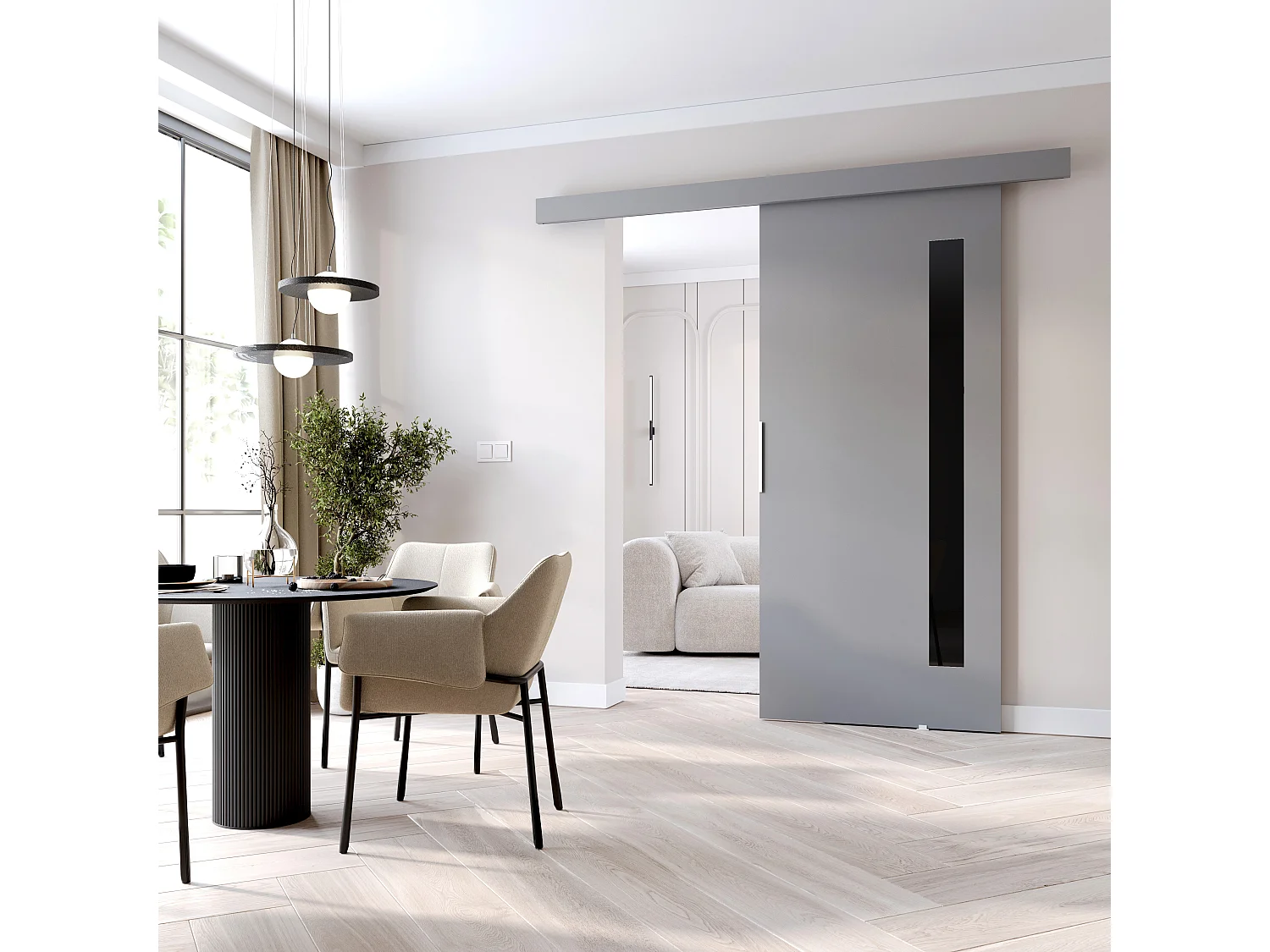 MINIO go for it, porte coulissante CLEAN G 96 cm portes de chambre | Gris