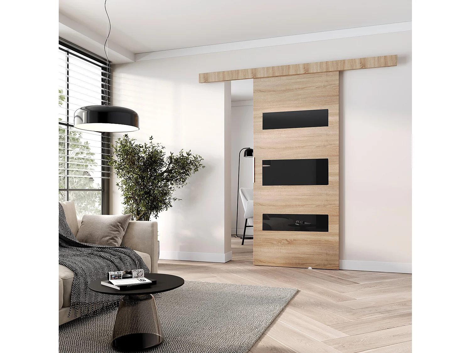 MINIO go for it, porte coulissante CLEAN D 86 cm portes de chambre | Chêne Sonoma