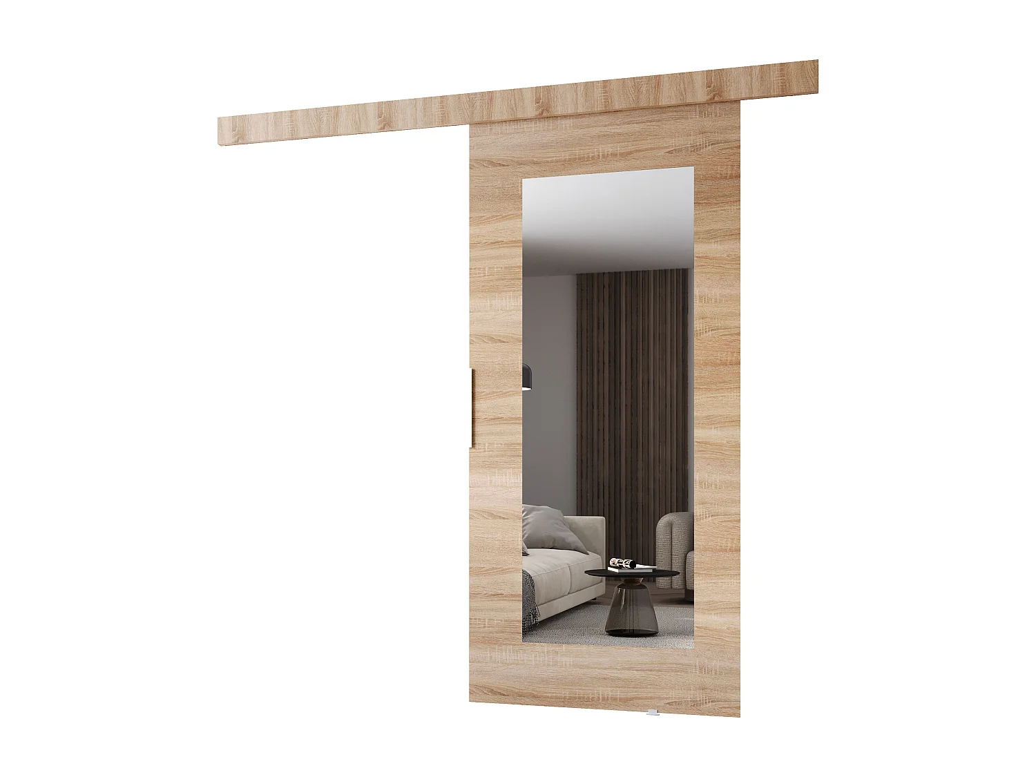MINIO go for it, porte coulissante CLEAN I 86 cm, avec miroir, portes de chambre | Chêne Sonoma