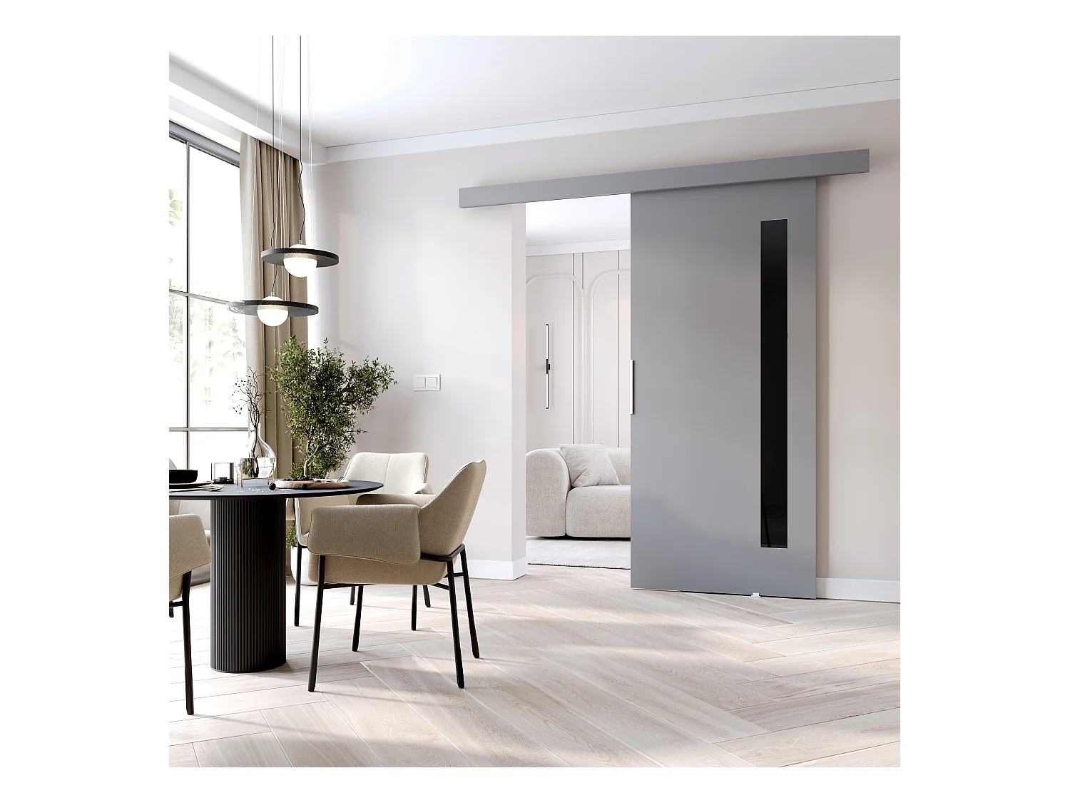 MINIO go for it, porte coulissante CLEAN G 106 cm portes de chambre | Gris