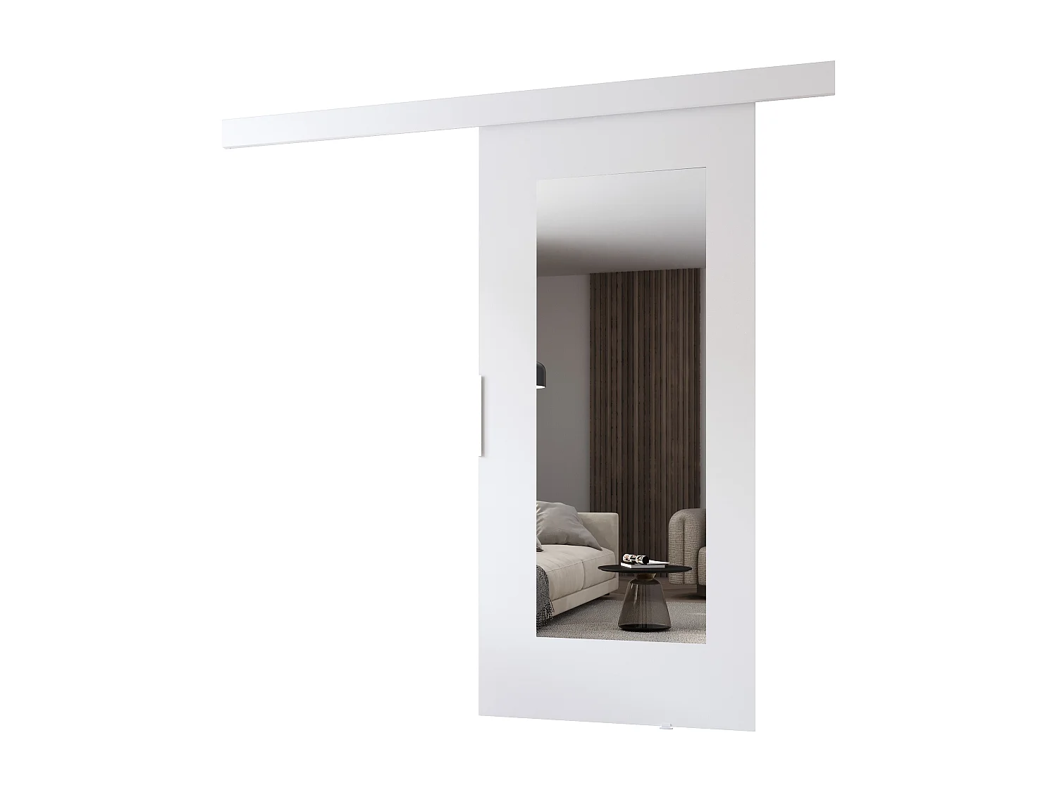 MINIO go for it, porte coulissante CLEAN I 86 cm, avec miroir, portes de chambre | Blanc