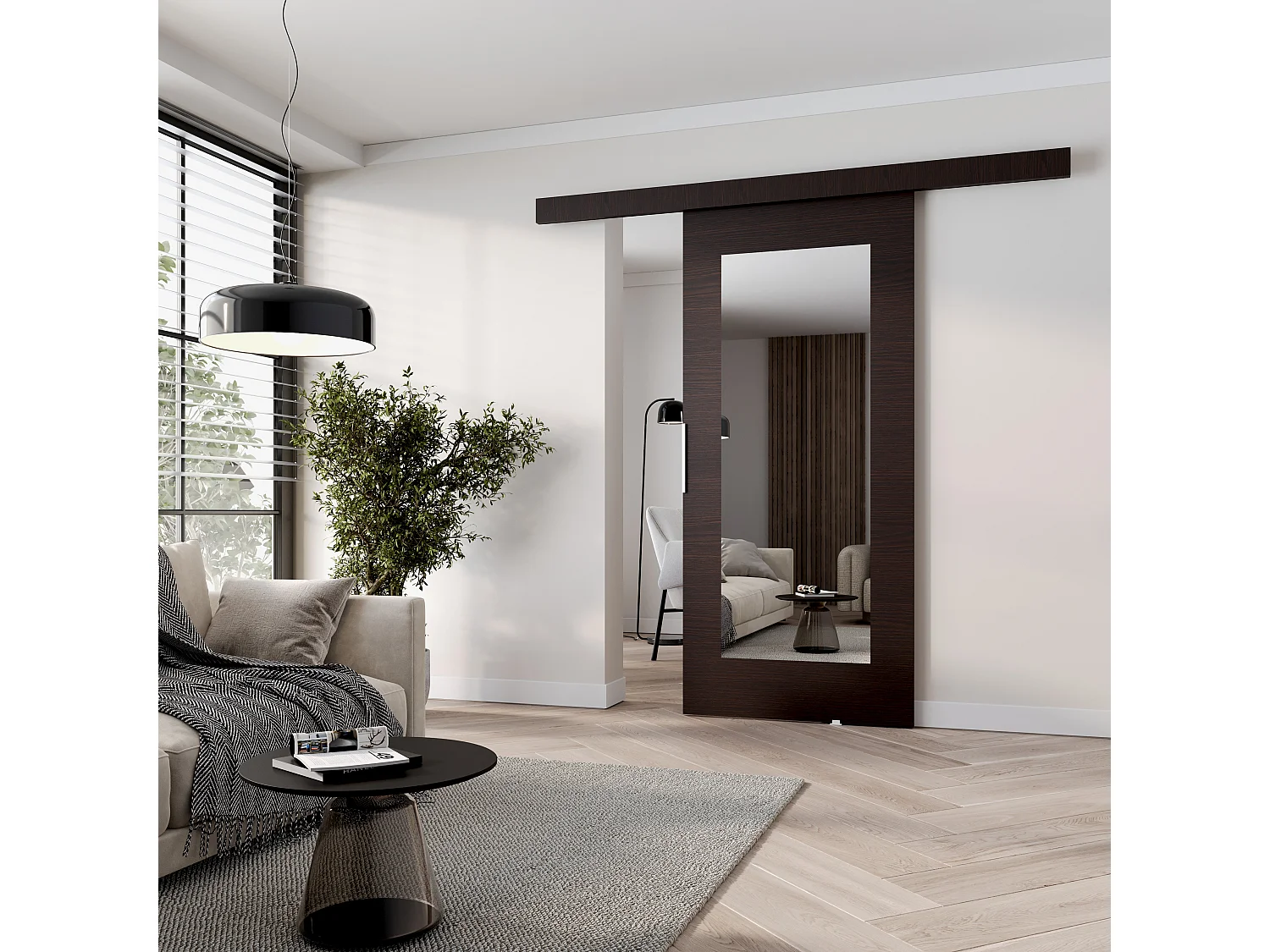 MINIO go for it, Schiebetür CLEAN I, 76 cm, mit Spiegel, Wenge