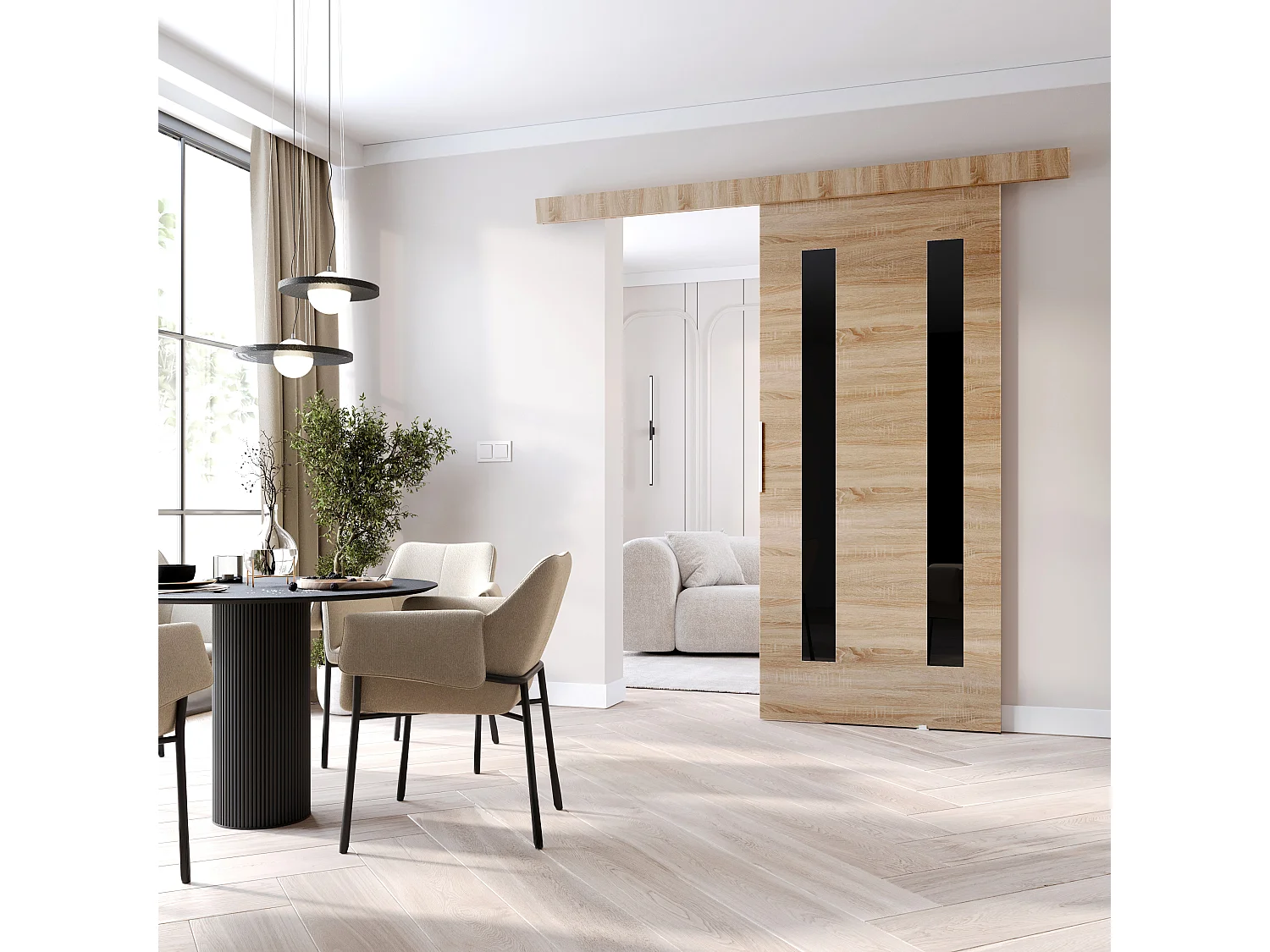 MINIO go for it, porte coulissante CLEAN H 96 cm portes de chambre | Chêne Sonoma