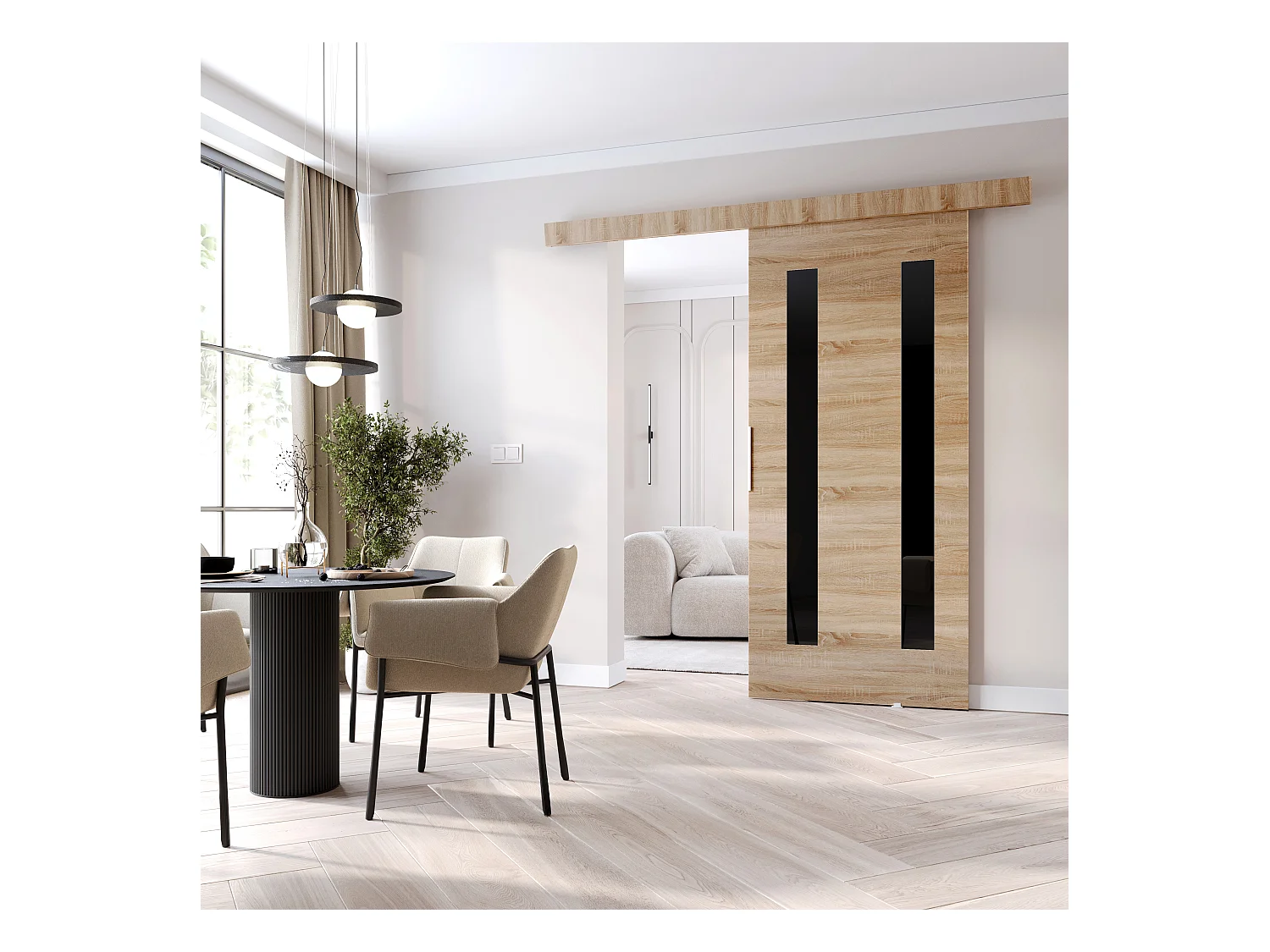 MINIO go for it, porte coulissante CLEAN H 76 cm portes de chambre | Chêne Sonoma