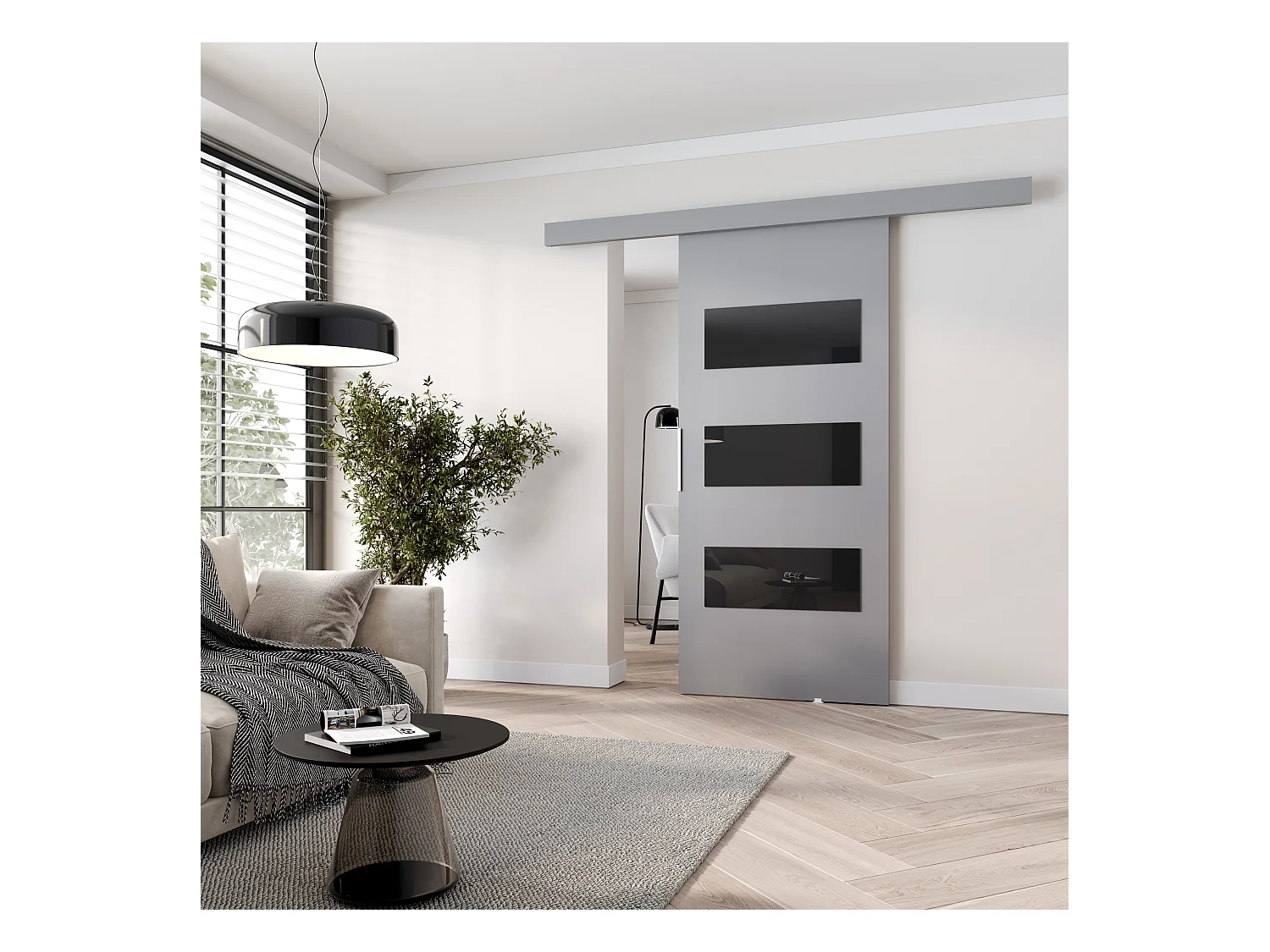 MINIO go for it, porte coulissante CLEAN E 96 cm portes de chambre | Gris