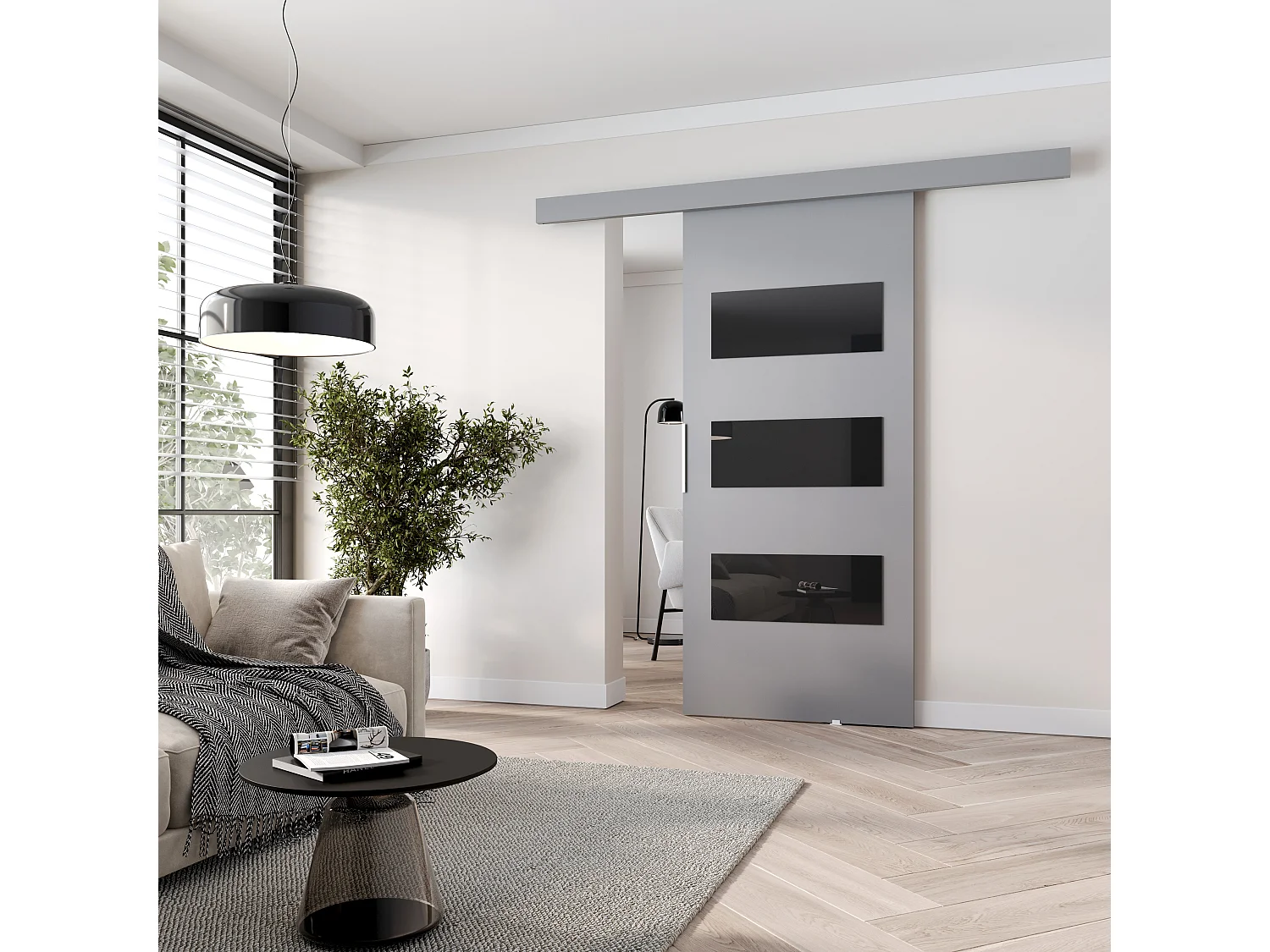 MINIO go for it, porte coulissante CLEAN E 96 cm portes de chambre | Gris