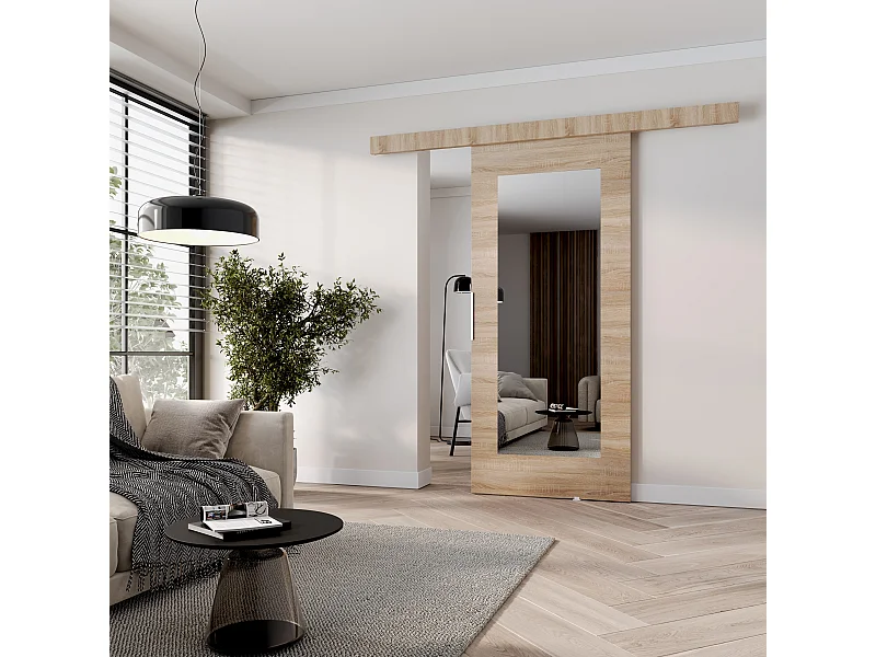 MINIO go for it, porte coulissante CLEAN I 96 cm, avec miroir, portes de chambre | Chêne Sonoma