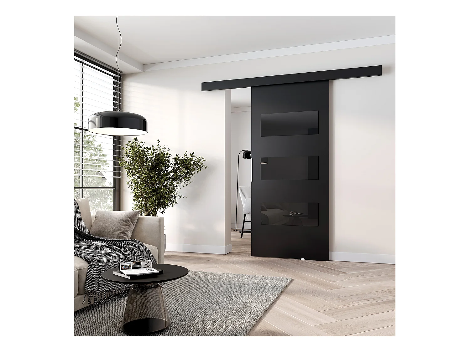 MINIO go for it, Drzwi przesuwne wewnętrzne CLEAN E 106 cm  w kolorze czarnym