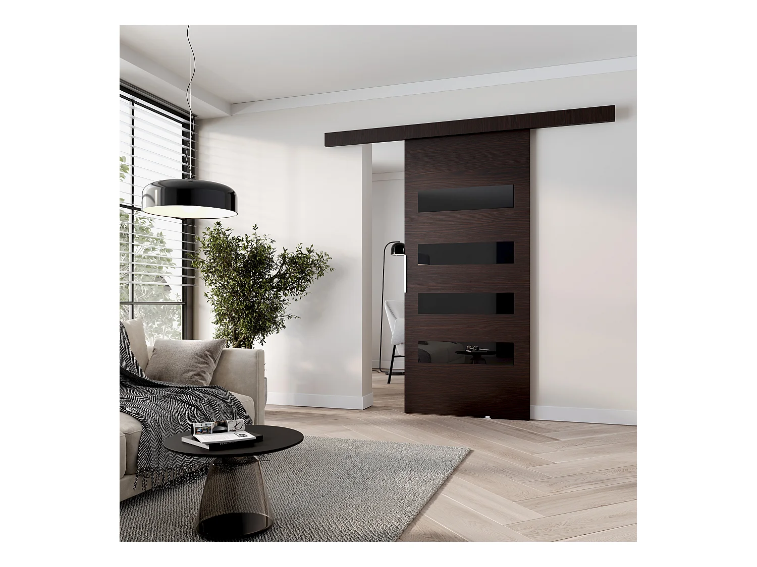 MINIO go for it, porte coulissante CLEAN F 76 cm portes de chambre | Wenge