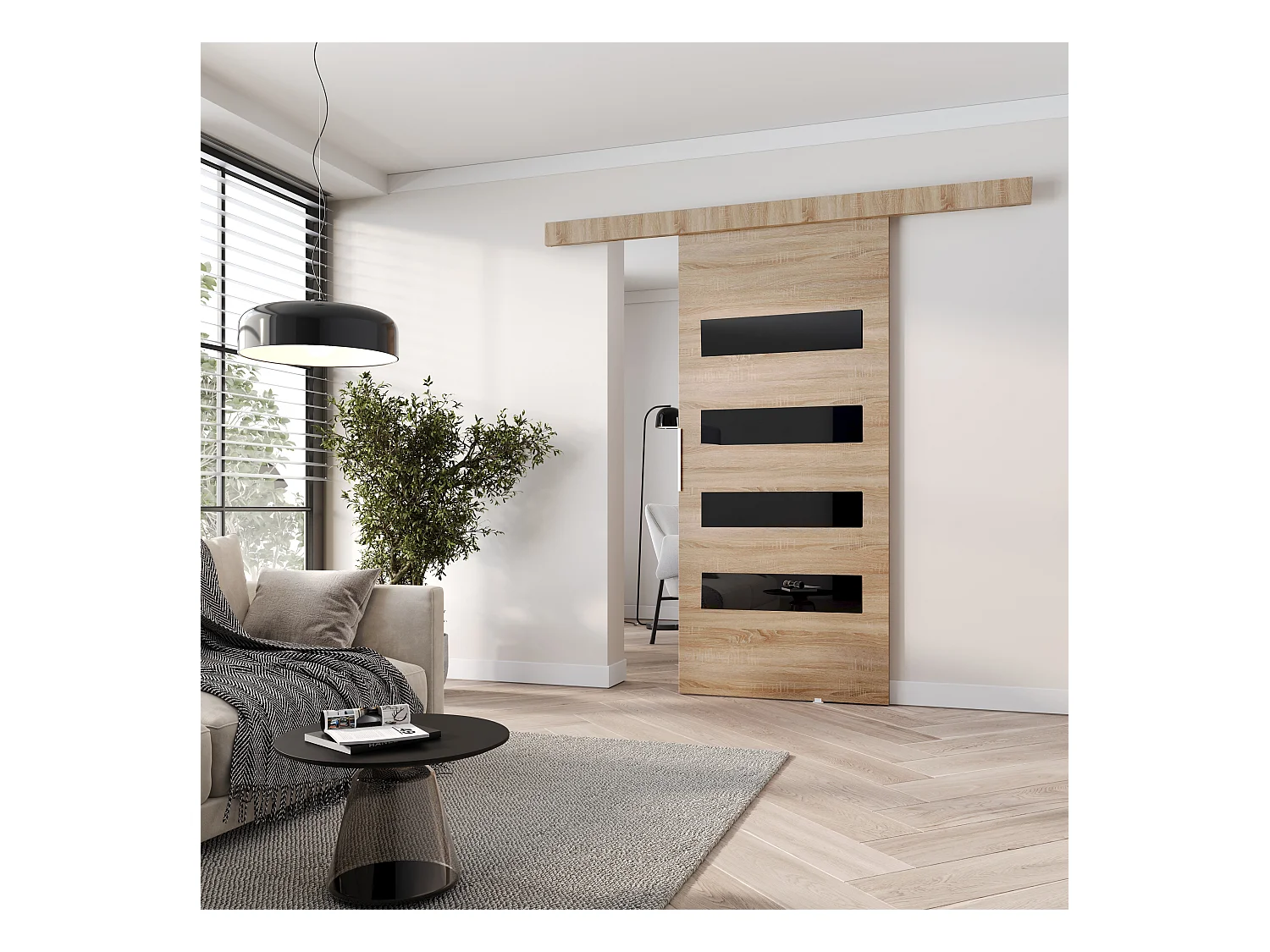 MINIO go for it, porte coulissante CLEAN F 106 cm portes de chambre | Chêne Sonoma