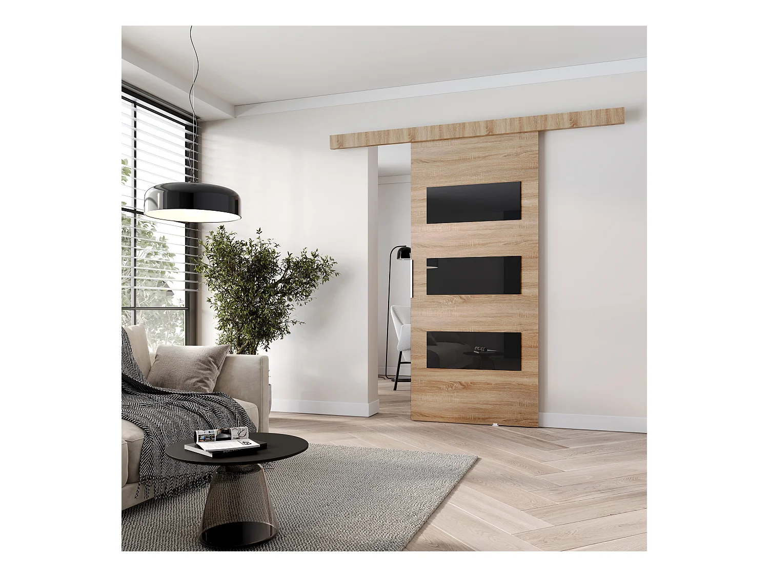 MINIO go for it, porte coulissante CLEAN E 106 cm portes de chambre | Chêne Sonoma