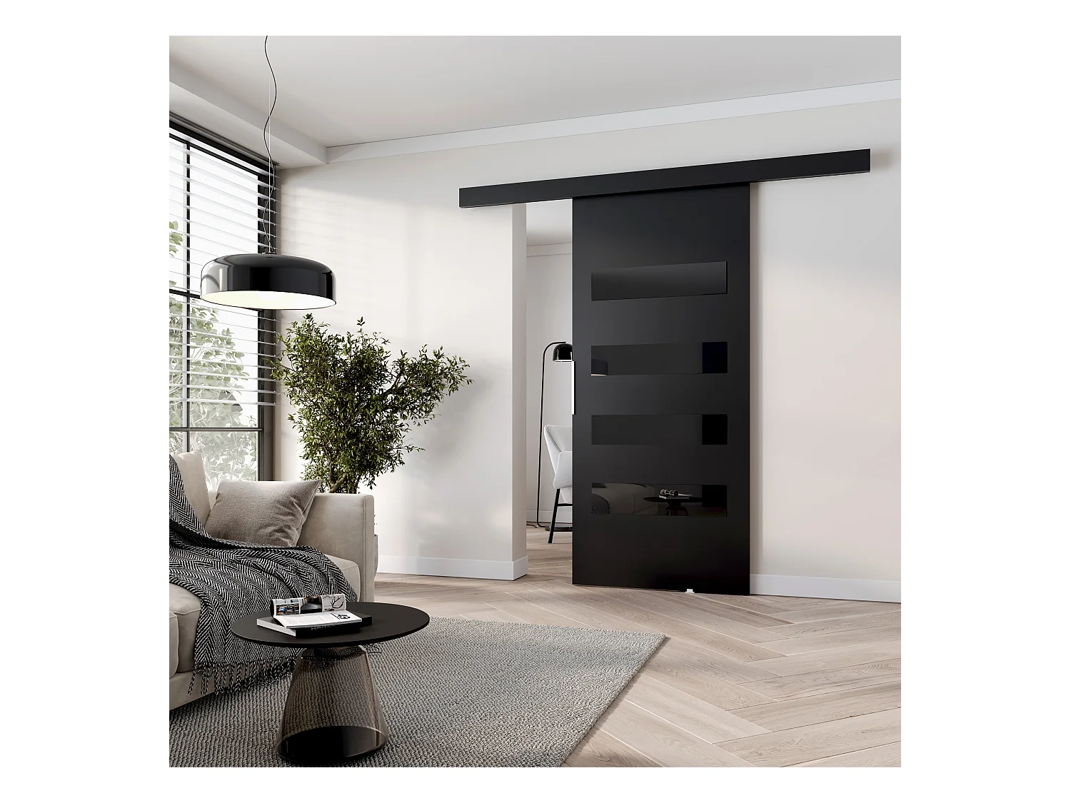 MINIO go for it, porte coulissante CLEAN F 96 cm portes de chambre | Noir