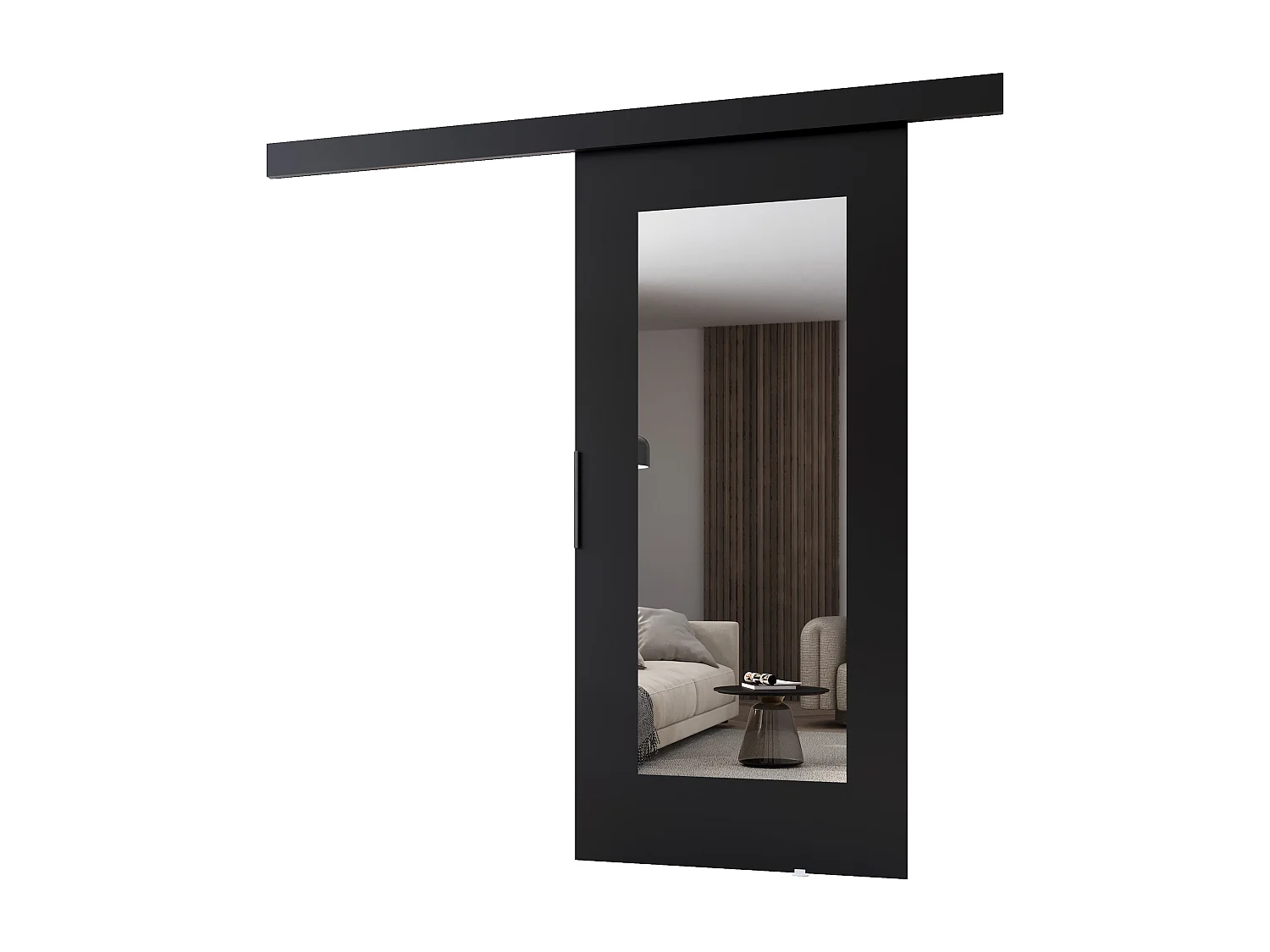 MINIO go for it, porte coulissante CLEAN I 76 cm, avec miroir, portes de chambre | Noir