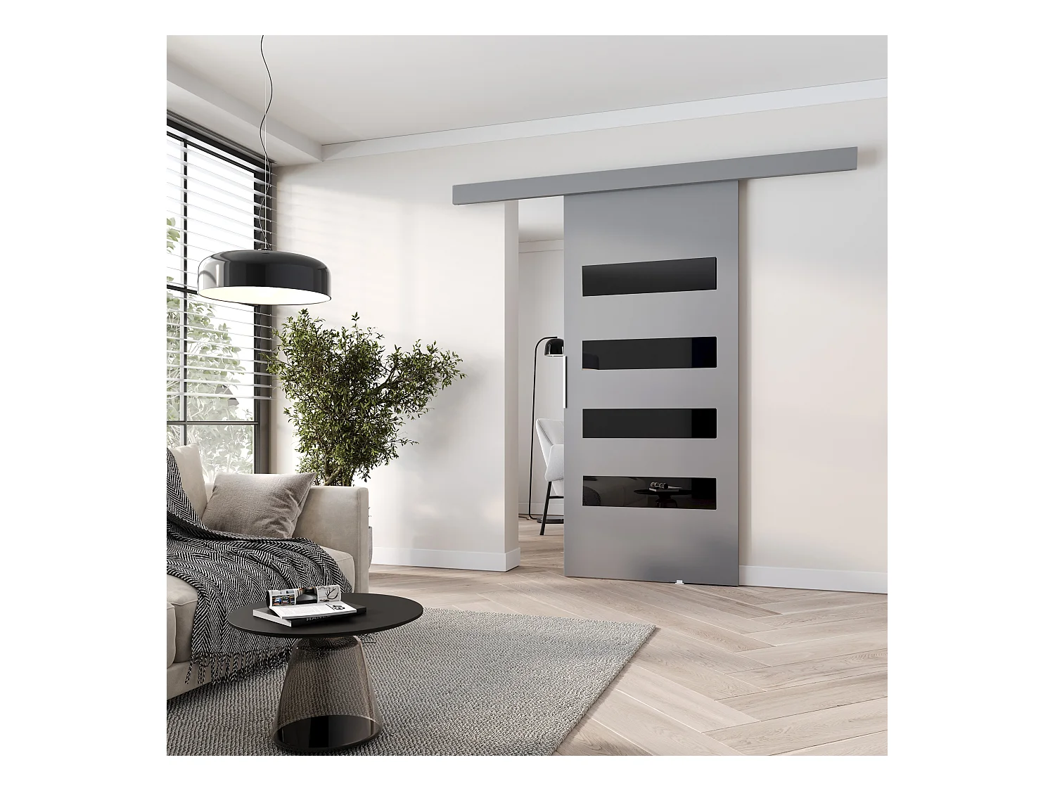 MINIO go for it, porte coulissante CLEAN F 106 cm portes de chambre | Gris