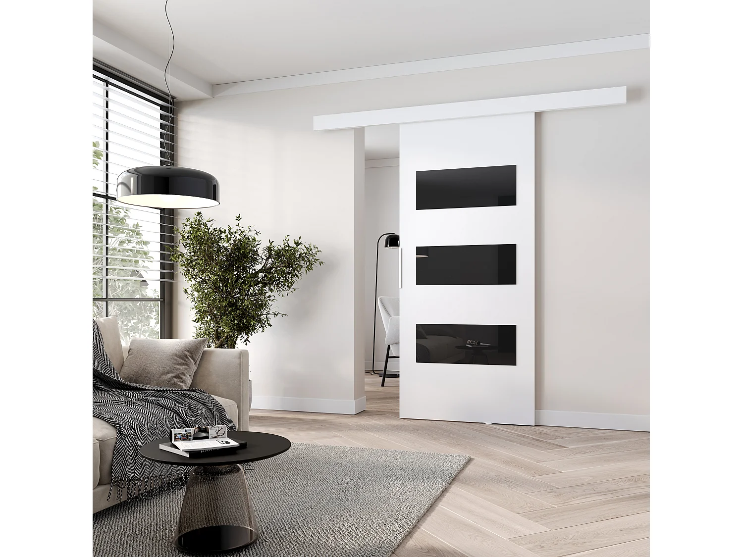 MINIO go for it, porte coulissante CLEAN E 76 cm portes de chambre | Blanc