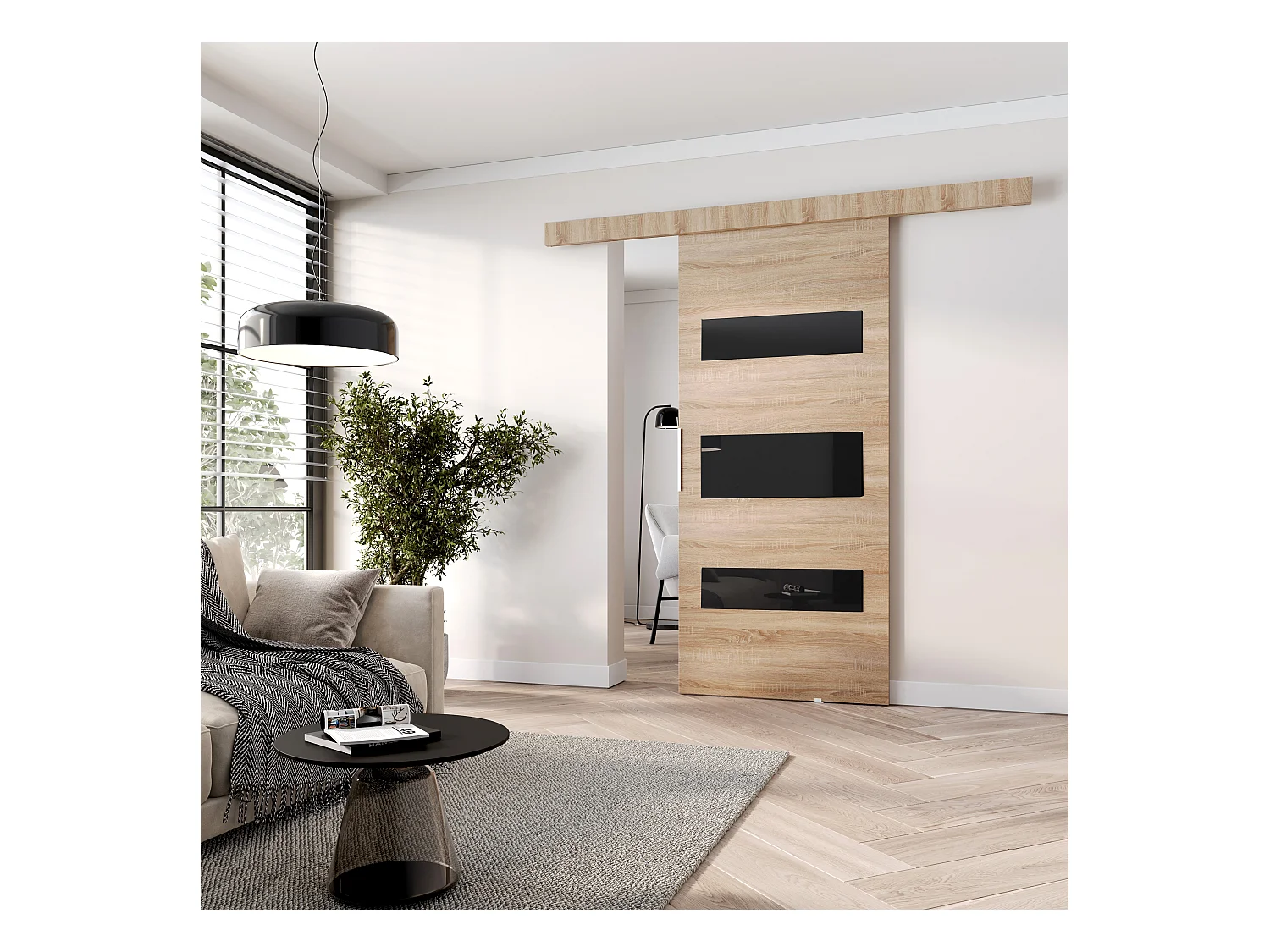 MINIO go for it, porte coulissante CLEAN D 96 cm portes de chambre | Chêne Sonoma