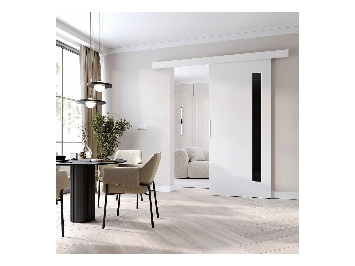 MINIO go for it, porte coulissante CLEAN G 96 cm portes de chambre | Blanc