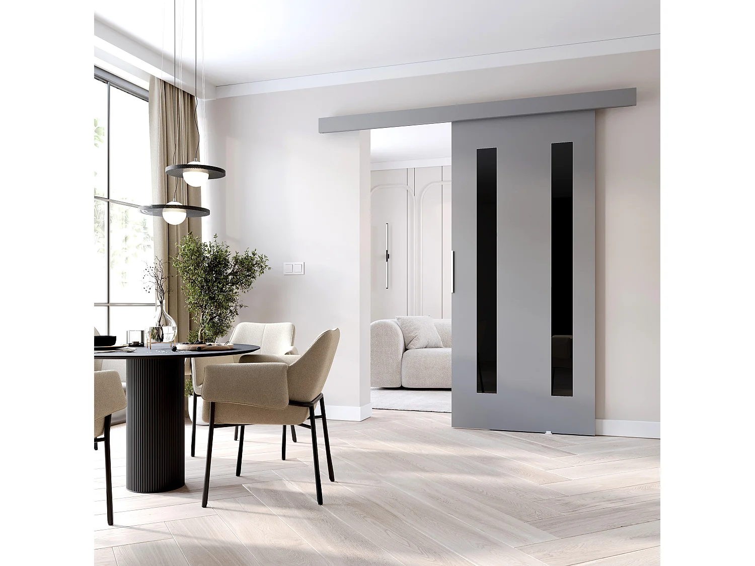 MINIO go for it, porte coulissante CLEAN H 86 cm portes de chambre | Gris