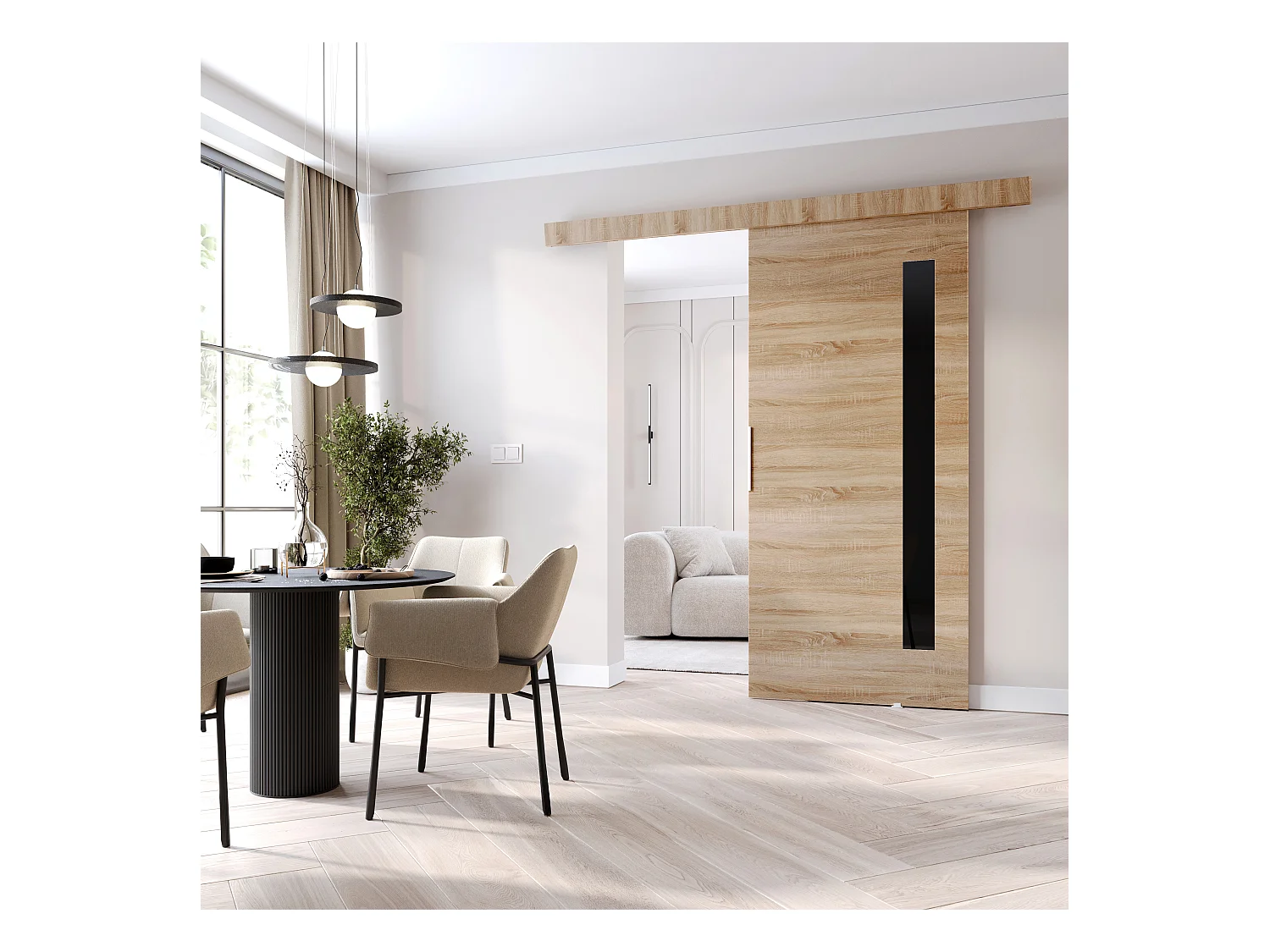 MINIO go for it, porte coulissante CLEAN G 96 cm portes de chambre | Chêne Sonoma