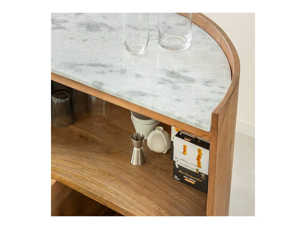 Meuble bar en bois de manguier et marbre Adler