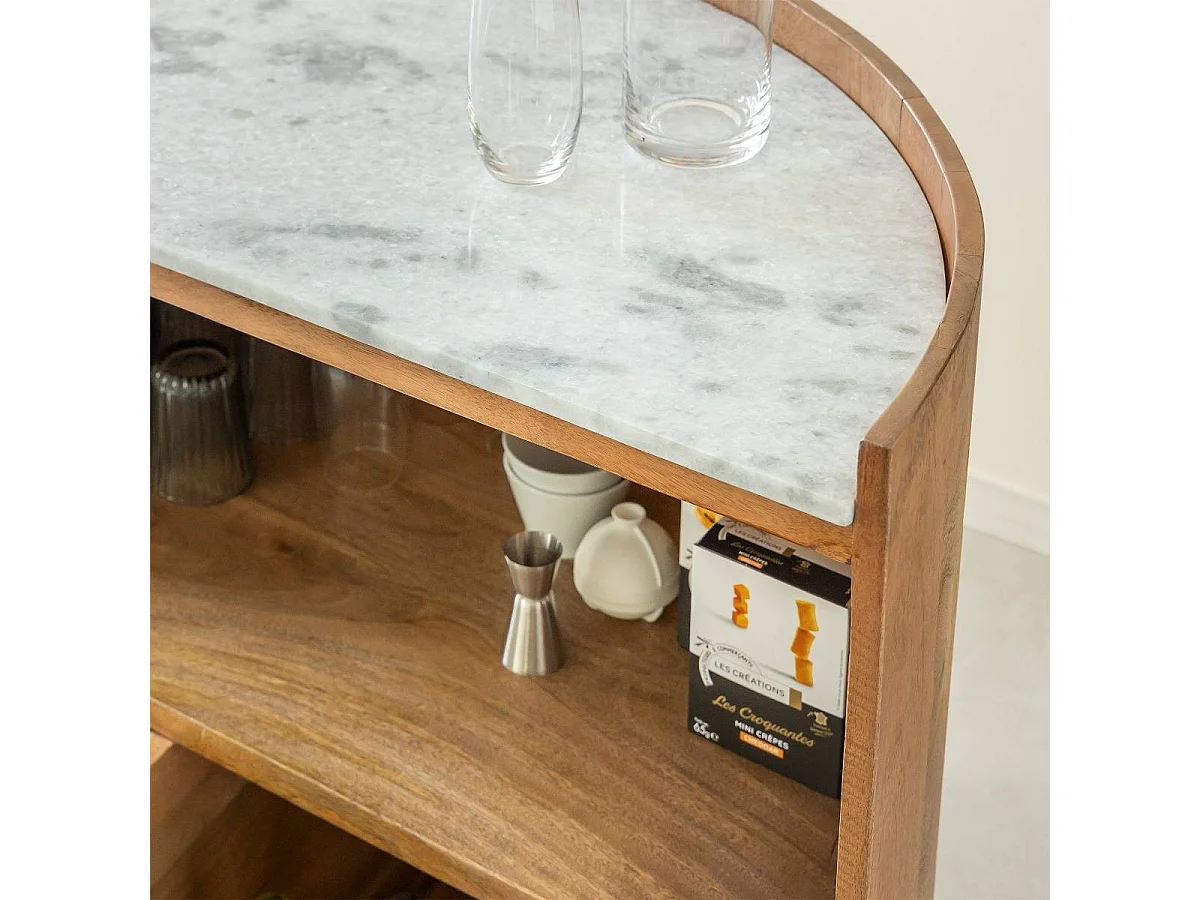 Meuble bar en bois de manguier et marbre Adler