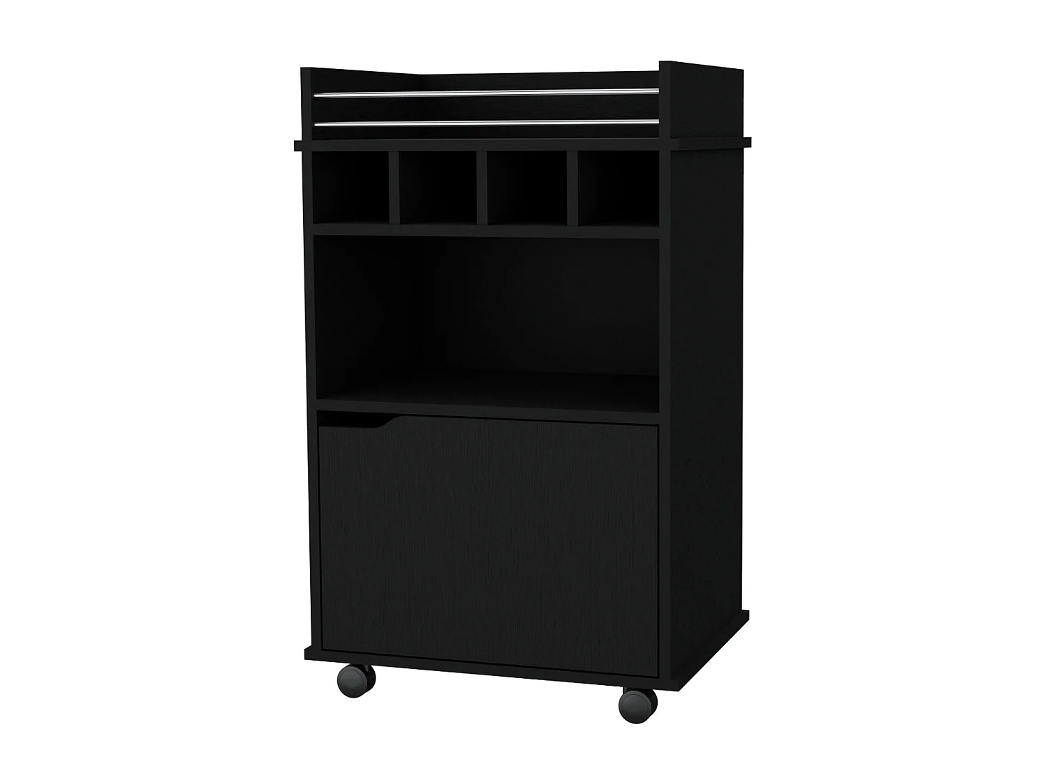 TUHOME Chariot de Bar Crozier, avec 1 porte, 1 étagère et quatre porte-bouteilles intégrés