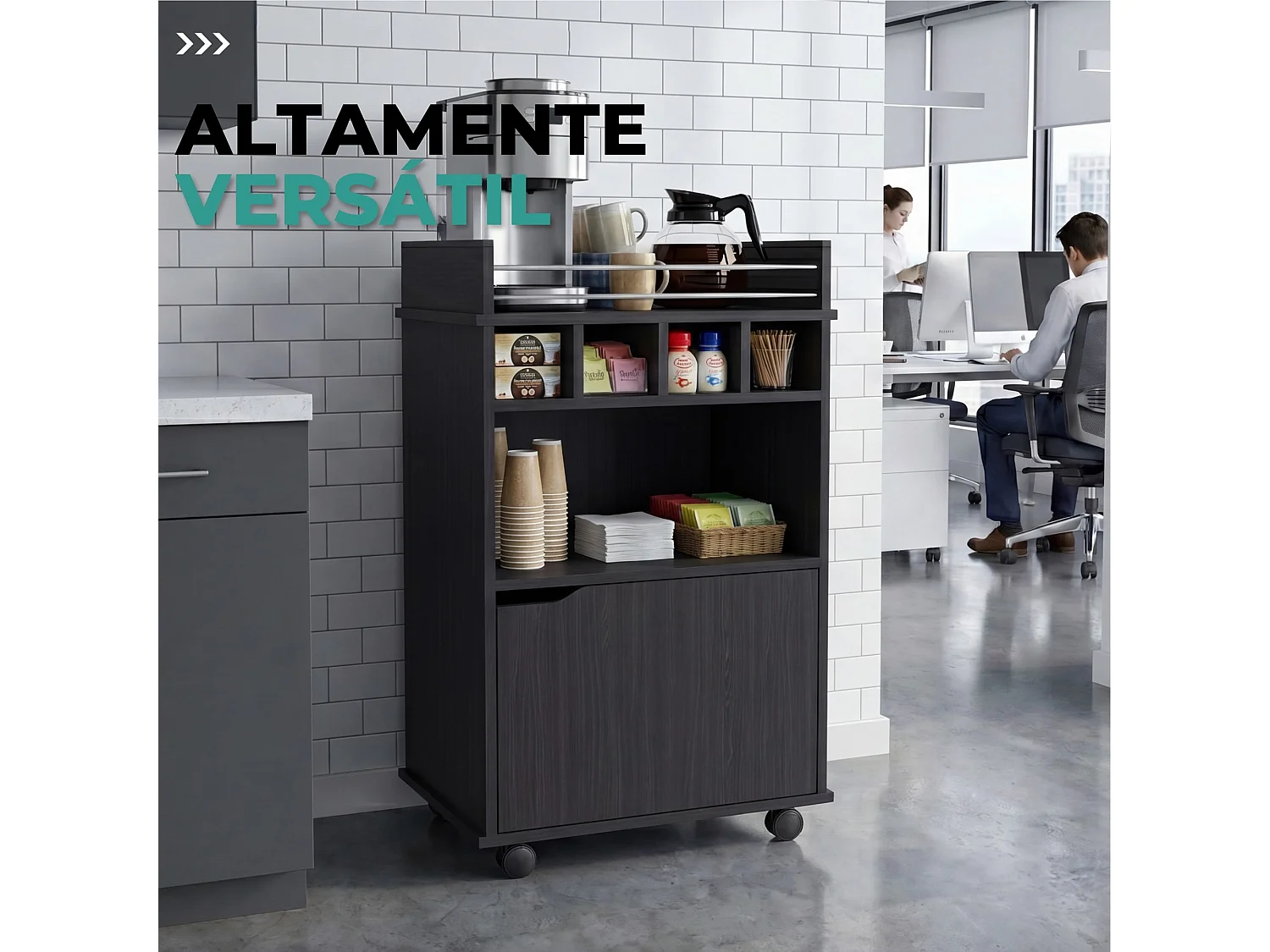 TUHOME CONCEPT Carrello Phoenix da 55 cm, wengé