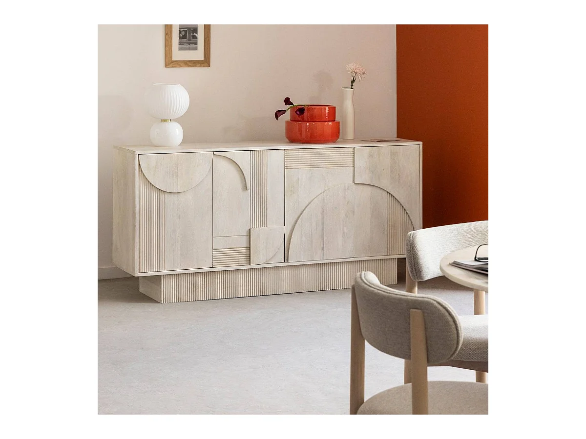 Buffet en bois de manguier blanchi Miliam