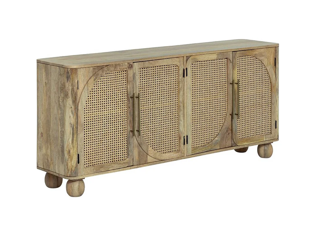 Buffet en bois de manguier et cannage Thora