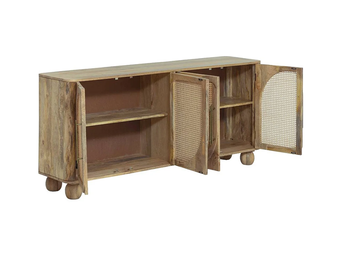 Buffet en bois de manguier et cannage Thora