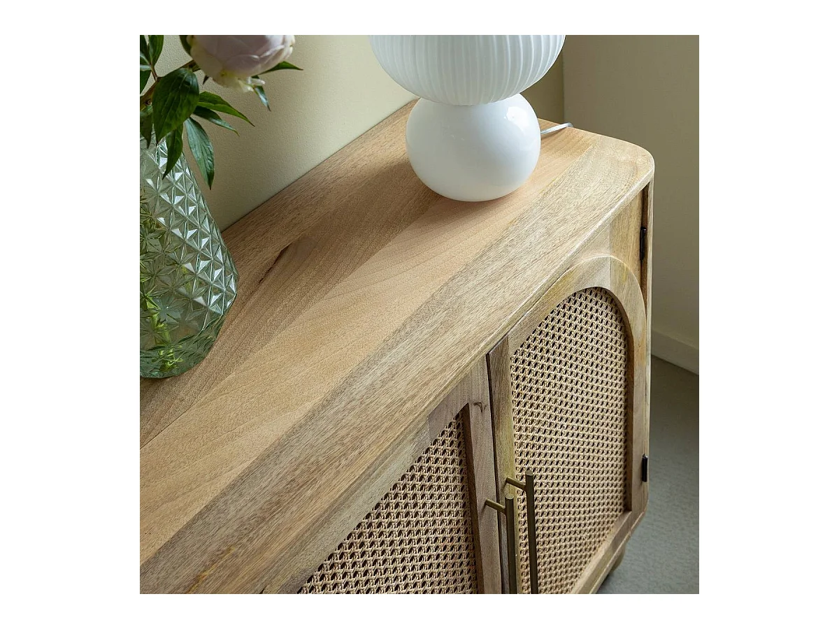Buffet en bois de manguier et cannage Thora