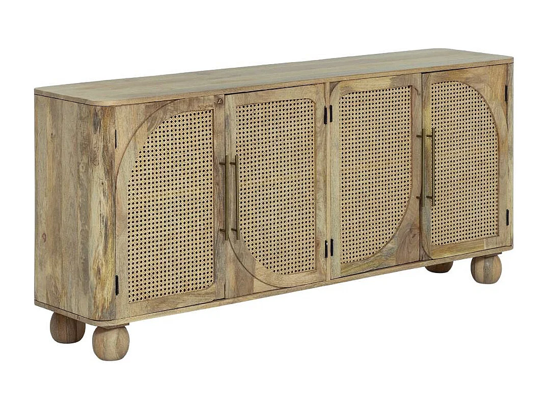 Buffet en bois de manguier et cannage Thora