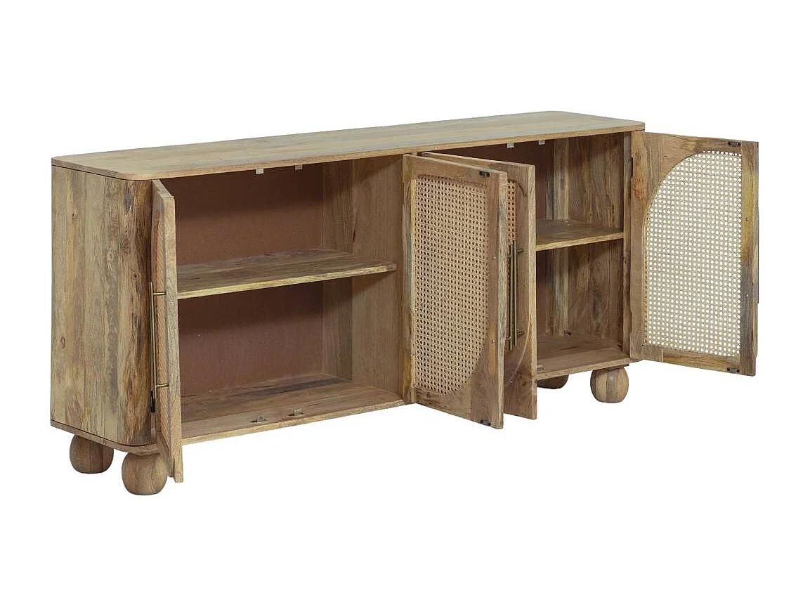 Buffet en bois de manguier et cannage Thora