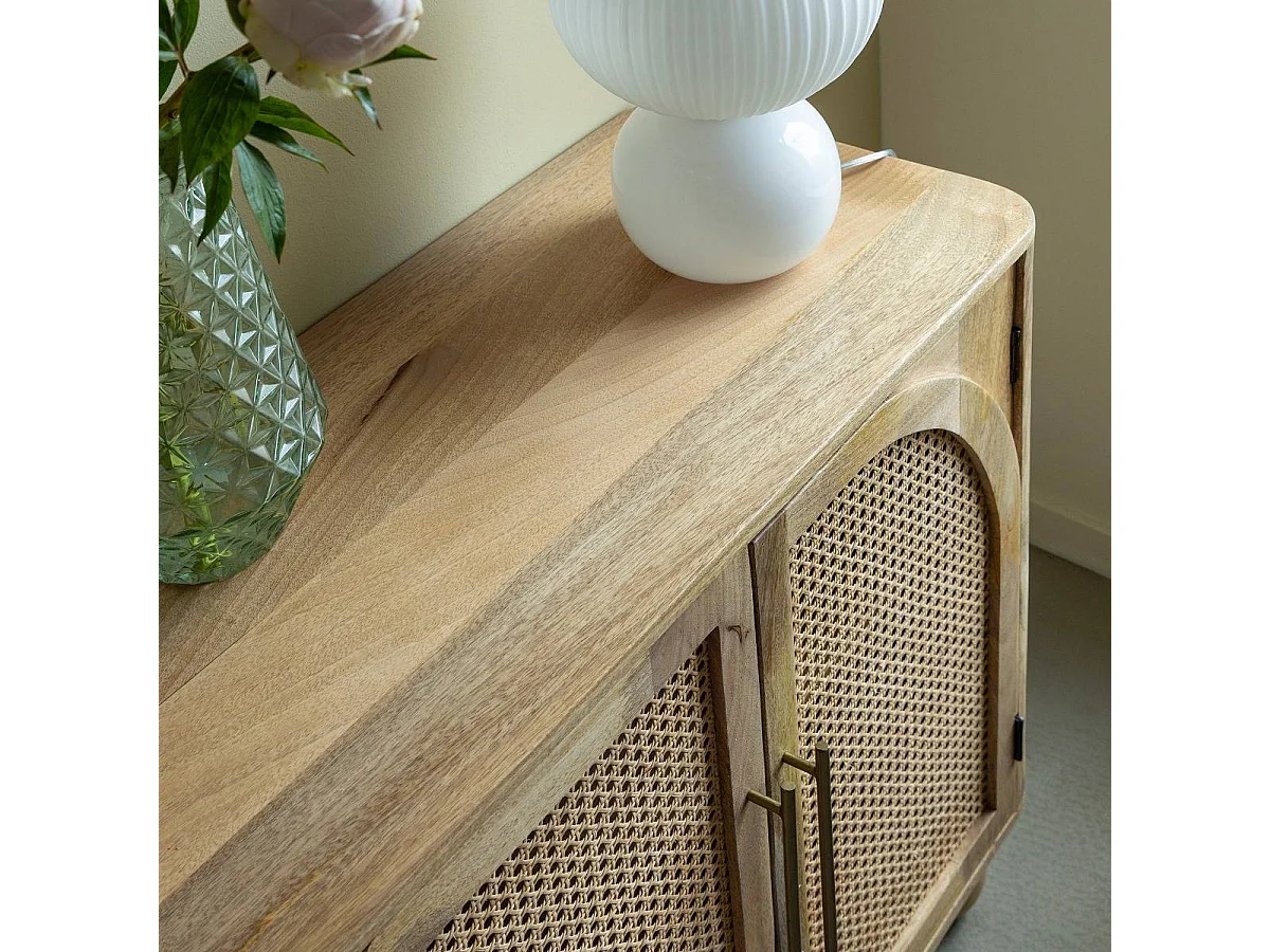Buffet en bois de manguier et cannage Thora