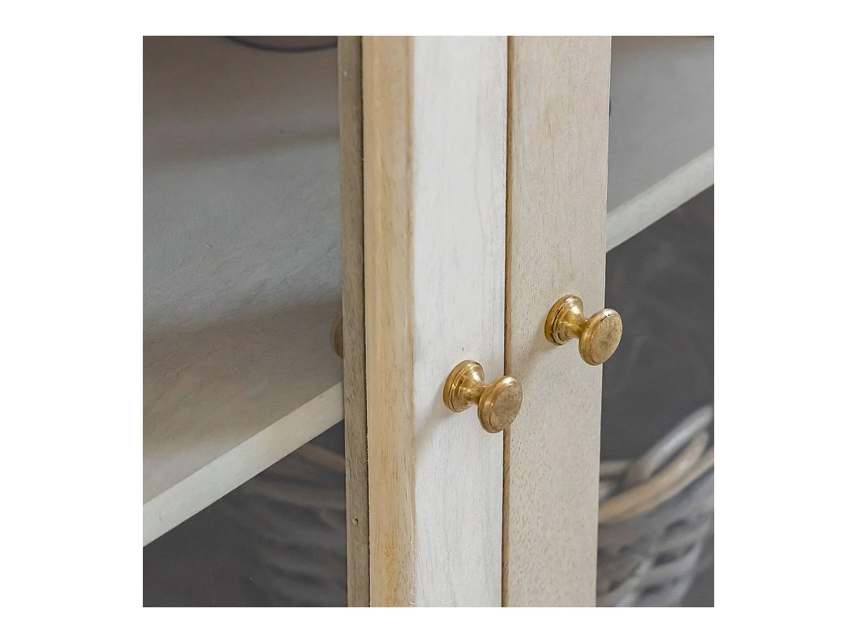 Buffet vitré en bois de manguier blanchi Miliam