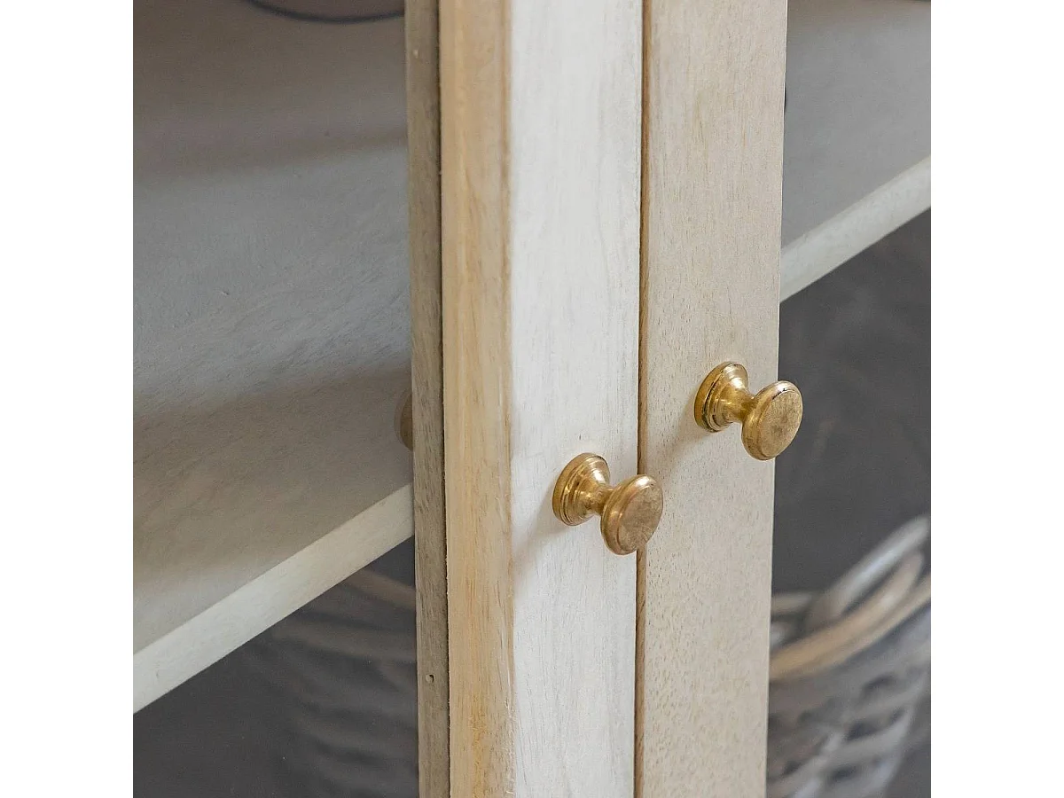 Buffet vitré en bois de manguier blanchi Miliam