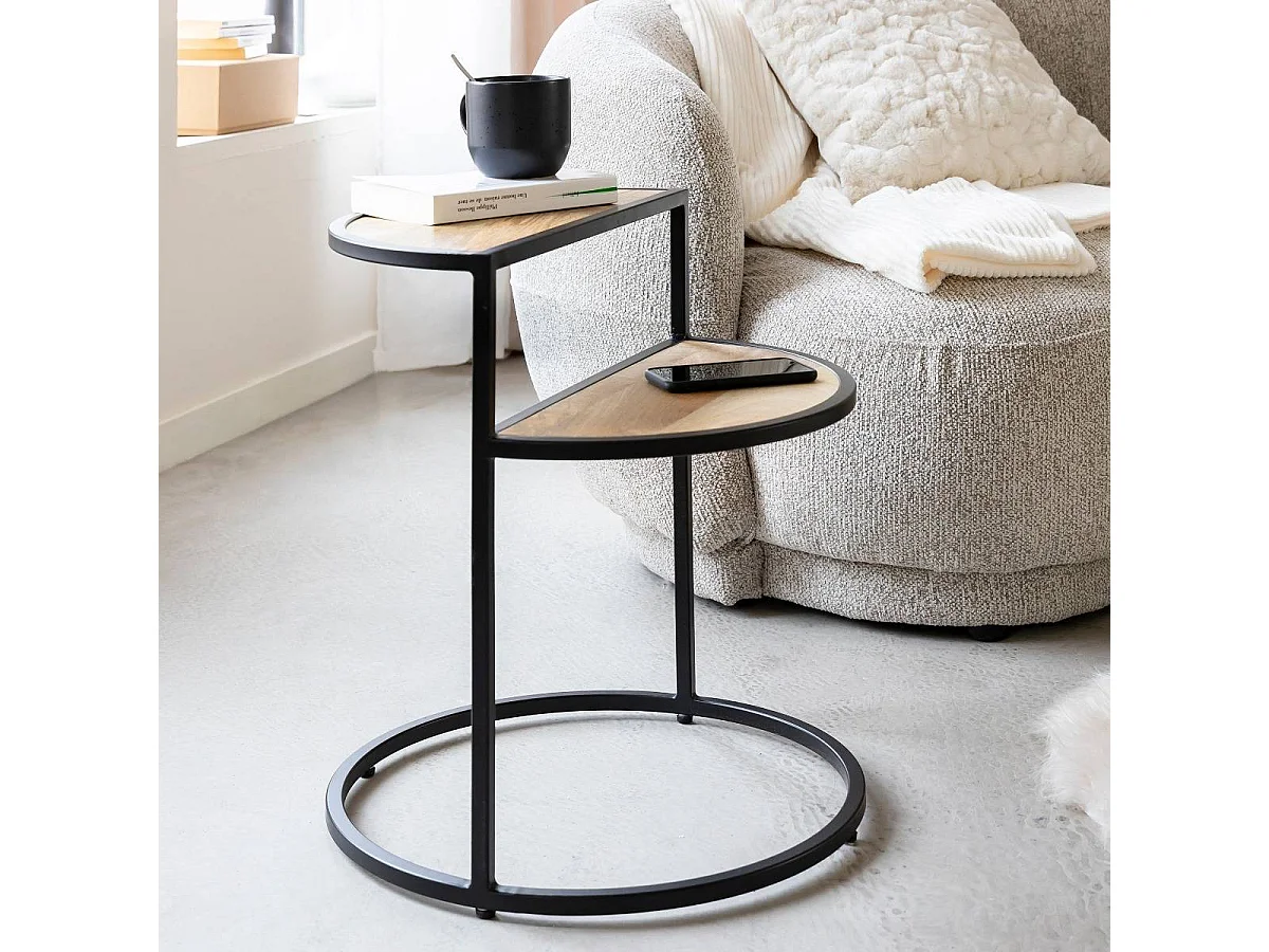 Bout de canapé en bois de manguier et métal Maelle