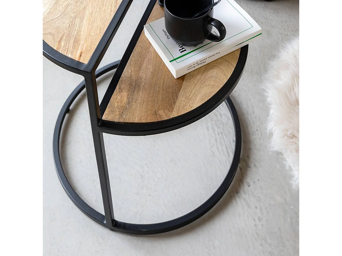 Bout de canapé en bois de manguier et métal Maelle